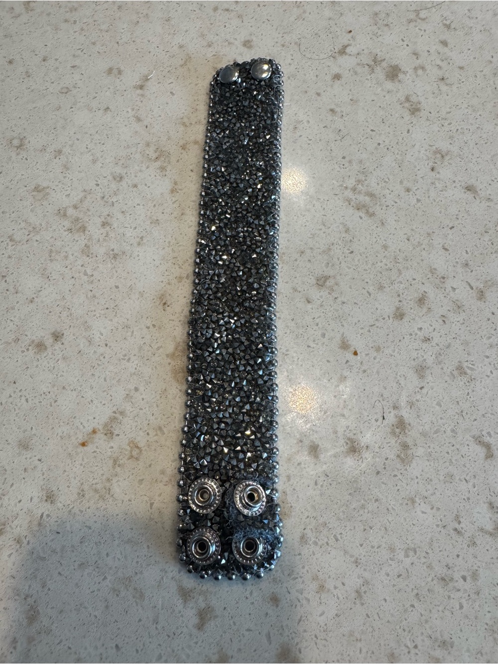 Embellished Sparkle Snap Cuff Bracelet in Gunmetal